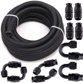 MOOSUN 10AN 5/8 بوصة نايلون مضفر CPE طقم خرطوم الوقود 20FT أسود (14.27 مم ID) in Kuwait