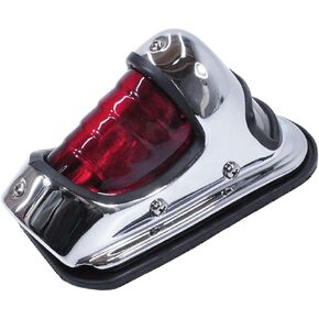 1939-1946 Harley Chrome Beehive Style Vintage Tail Light Lamp with License Plate & Tag Mount and Light - Replaces HD PT# 68002-39T - 12 Volt STOP Brake, Running Tail and Tag Light