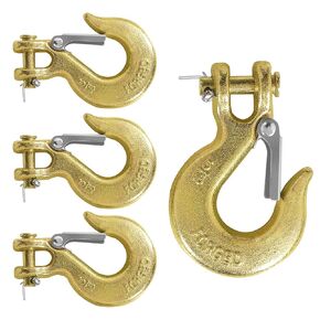4 Pack Heavy Duty Safety Latch Clevis Slip Hook 3/8'', G70 Forged Steel Tow Chain Clevis Grab Hook for Trailer Truck Transport Tow Chain Hook, 18,000 Lbs Capacity