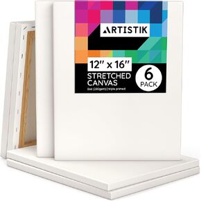 Stretched Canvas - Premium Artist 100% Cotton Acid-Free Triple Primed Gesso Stretched Canvases Art Paint Supply (Pack of 8-5" x 7")