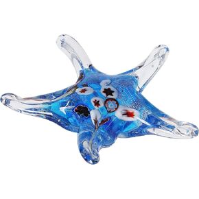 YAOYUAN Handmade Multicolor Sea Turtle Figurine,Starfish Paperweight (Turtle-red,Blue Color)