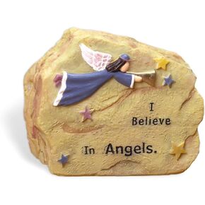 Angel Message Rock - I Believe in Angels - Potted Plant Decoration - Desktop Paperweight