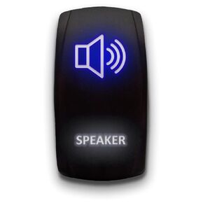Speaker - Blue - Laser Etched Toggle Switch 5-PIN MAintained Switch Waterproof Black Shell/ON-Off DPST Illuminated Rocker Switch for Auto Truck Boat Marine - 20A 12V/10A 24V