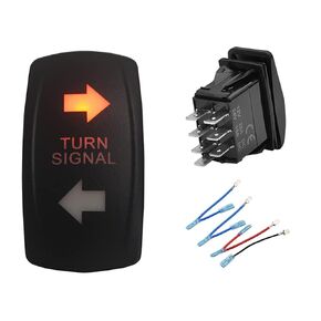 Orange Led 7 PIN ON-Off-ON Turn Signal Rocker Switch with 3 PIN Adjustable Flasher Relay 3 Way DPDT Rocker Switch with Amber LED Flasher Blinker for Car Truck Pickup UTV RZR Console