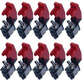 ESUPPORT 12V 20A Red Cover Rocker Toggle Switch SPST ON/Off Car Truck Boat 2Pin Pack of 10