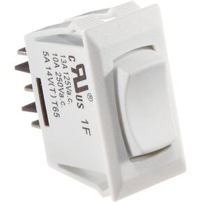 RV DESIGNER S345, Rocker Switch, 10 Amp, Momentary On/Off/Momentary On, SPDT, White, DC Electric