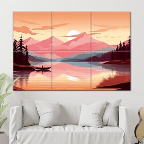 Art Acoustic Panels, 6 Pack Self-Adhesive Large Wall Art Paintings for Wall Decoration, Sound Absorbing Panels for Recording Studio, Living room and Bedroom, 72×48 inch (Lake of the Sky)