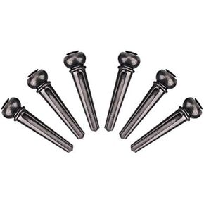 6Pcs/Set Guitar Pin Brass Acoustic Guitar String Bridge Pin Peg Instrument Replacement Parts (Black)