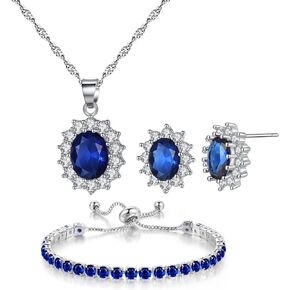 Necklace Pendant and Earrings Cubic Zirconia Bangle Set Crystal Silver Fashion Adjustable Chain Jewelry for Women Teen Girls Wife Party Prom Engagement Wedding Gifts