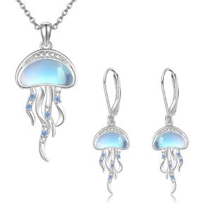 قنديل البحر قلادة / قنديل البحر أقراط الفضة الاسترليني Moonstone الشاطئ قلادة قلادة مجوهرات الصيف هدايا للنساء in Kuwait