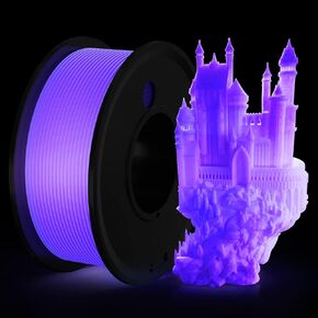 3D Printer Filament PLA Glow in The Dark 1.75mm 3-D Printing Materials Purple Print Filiment 1.75 mm Dimensional Accuracy ±0.05mm Filimate Vacuum Pack 1KG Spool Fillament FDM Fillamentum Rolls