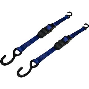 1 Inch x 4 FT Ratchet Boat Transom Tie Down Straps to Trailer, 2400LBS Heavy Duty Retractable Tie-Downs Straps for Jet Ski PWC Pontoon Marine, with Quick Release Buckle & Anti-Scratch Hooks