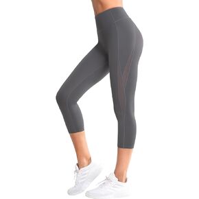 Yvette Mesh Capris for Women with Side Pockets, High Waisted Workout Gym Yoga Pants