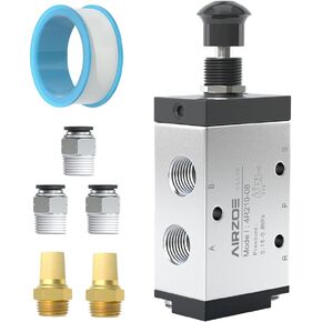1/4"NPT Pneumatic Solenoid Valve Manual Control Push-Pull, 2 Position 5 Way Hand Pull Valve Air Valve, 4R210-08