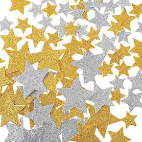 200 PCS Glitter Foam Star Stickers Gold and Silver Self Adhesive Star Stickers Foam Stars Wall Stickers for Kid's Arts Craft Supplies Home Birthday Party Decoration (4 Size)