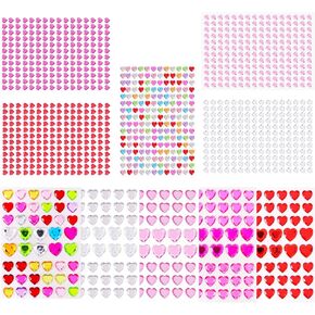 Heart Stickers Gem Stickers, 1190PCS Pink Self-Adhesive Blinger Hair Gems, Rhinestones for Nail Face, Decorative Stickers for Valentine's Day, Wedding, Craft