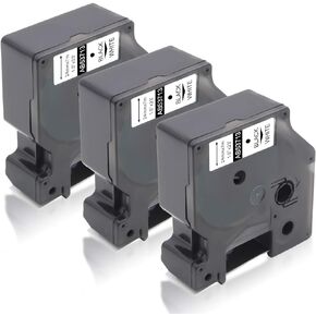 Absonic 3-Pack Compatible Label Tape Replacement for Dymo D1 53713 24mm Black on White Cassette Tape for MobileLabeler LabelManager 450D 500TS PnP 400 450 Duo Label Maker, 1'' x 23'