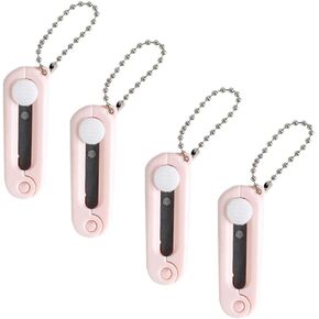 4Pcs Pink Folding Scissors Safe Portable Travel Scissors Foldable Telescopic Cutter Pocket Mini Scissor with Keychain for Cutting, Scrapbooking, Crafting, Sewing Craft Scissors