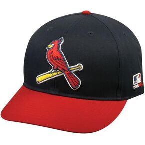 OC Sports Cardinal Hat Cap Blue / Red Bat Logo Team, Black, Large