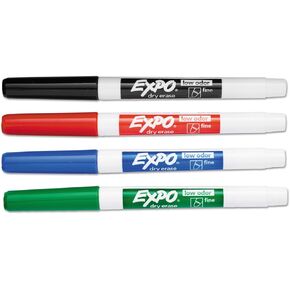 EXPO 86074 Low Odor Dry Erase Marker Fine Point Assorted 4/Set