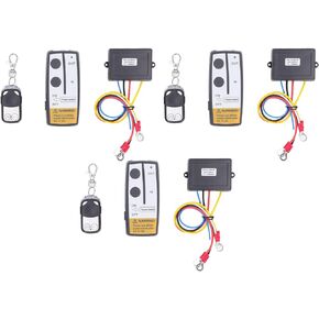 Acouto Wireless Winch Remote Control Kit with 3 Receivers 3 Remote Keys Universal Wireless Winch Remote Control Electric Winch Controller