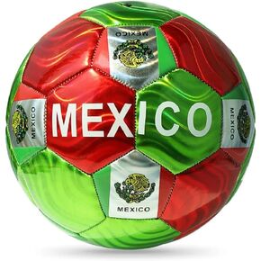 Soccer Ball Size 5 - U.S.A, Barcelona, El Salvador, Spain, Mexico, Italy, Brasil, Polka, Guatemala, Madrid, Argentina (Mexico Green)