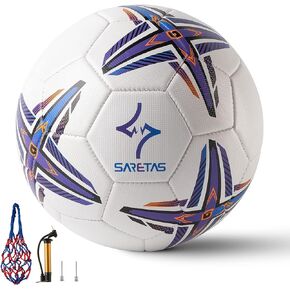 Soccer Ball Size 5 PU Leather Soccer Balls, Adults Youths Teens Unisex Juniors Training Soccer 32 Panels Machine Stitched, Ideal Gift Indoor Outdoor Play Cross Star Pattern Ball with Pump and Needles…