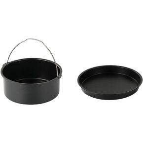Universal Air Fryer Accessories, 2pcs/Set Steel Round Cake Cans Pizza Pan Deep Fryer Accessories Set for Gourmia, Baking Cake Barrel for Home Kitchen Resturant(Size:8 Inch)
