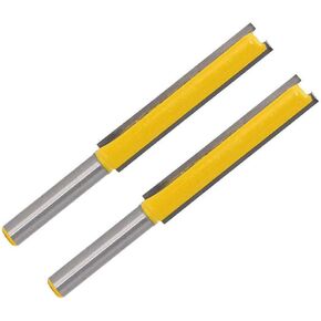 Router Bit Cutter, 1/4" Shank 3/8" Width Straight Flush Trim Router Cutter Bit Tool, Pack of 2, 2 Inches Blade Length