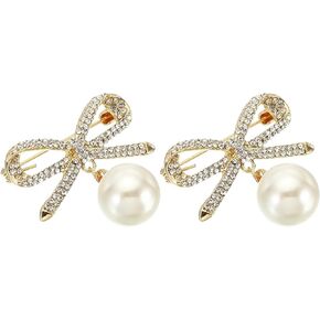 PATIKIL Artificial Brooch Pins, 2Pcs Fashion Brooch Safety Pins Clips for Women Sweater Shawl Dress Clothing Decoration Accessories, Golden Golden Tone