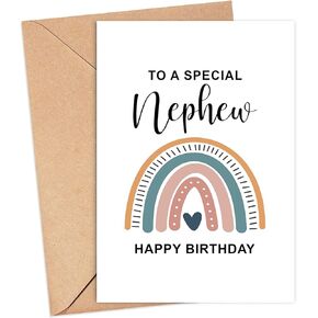 Rainbow Birthday Card -To A Special Nephew - Happy Birthday - Nephew Birthday Card - Card For Nephew - Happy Birthday Nephew - Nephew Card - Modern Nephew Card