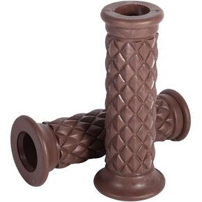 Motorcycle Handlebar Grips 1 Pair 7/8" and 1'' Anti-Slip Rubber Motorcycle Handlebar Hand Grips 22mm Bar Open End Hot Universal for Cafe Racer Motorcycle Dirt Bike Motocross (Brown)