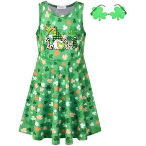 Perfashion Girls' Fourth of July Dresses Casual Sleeveless Patriotic Clothing 4-13 Years