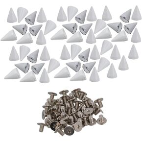 BQLZR Leathercraft Rivets Metal Bullet Rivet Stud Spikes White Metal Studs Punk Spikes Spots Rivet Screwback Punk Leathercraft DIY Pack of 50