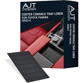 AJT DESIGN Center Console Tray Liner for Toyota Tundra (2022+) & Sequoia (2023+) | Non-Slip Mat for Car Console Black |Anti-Rattle Center Console Organizer Tray |1 Piece |Easy Installation-Made in USA