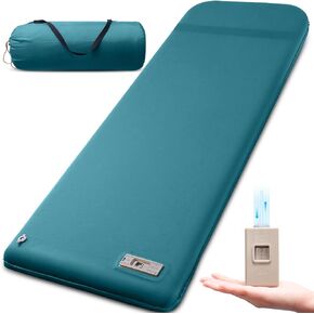 Self Inflating Sleeping Pad with Electric Pump, 3.15" Ultra-Thick Memory Foam Camping Sleeping Mat with Pillow, 9.5 R-Value Insulated Camping Pad Mattress for Travel Car Tent