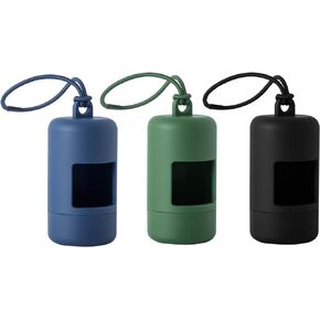 SLSON 3Pack Dog Poop Bag Holder for Leash Lightweight Pet Waste Bag Dispenser with Leash Attachment Portable Plastic Doggie Poop Bag Dispensers,Blue Green Black