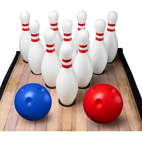 ActiveJoy - Kids Bowling Set - Indoor and Outdoor Home Game - Bowling Alley Toy with Lane, 10 pins, 2 Balls for Family & Friends - Easy Setup and cleanup