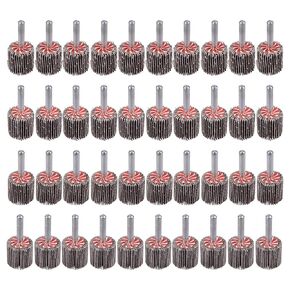 Rocaris 40 Pack Flap Wheel 1" x 1", 1/4" Mounted Shank Aluminum Oxide Grit# 60,80,120,240 for Drill
