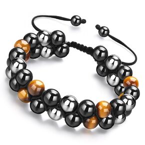 Tiger Eye Bracelet: Starmond Triple Protection Bracelet for Men Women, Handmade Tiger Eye Beads Hematite - Black Obsidian Natural Stone Healing Energy Crystal Bracelets