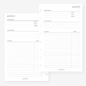 Half Letter Goal Planner Insert 8-Disc Agenda Refill for Levenger Circa Junior, Arc by Staples, TUL Junior 5.5 x 8.5 in