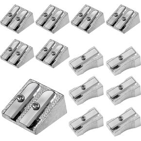 12pcs Pencil Sharpeners, 6 Double Hole and 6 Single Hole Mini Metal Handheld Pencil Sharpener Manual Graphite Pencil Sharpener Crayon Sharpener Magnesium Sharpener for Home School Office Supplies