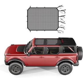 Sunshade Ford Bronco Bimini Top, Mesh Bikini Top Sun Shade Bronco 4 Door Accessories(2021-2024), Heavy Duty Straps and Hooks, Blocks UV/Wind/Dust