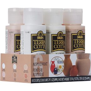 FolkArt Terra Cotta Acrylic Paint Set, Essentials 6 Piece DIY Terra Cotta Acrylic Paint Kit Featuring 6 Colors For DIY Indoor & Outdoor Multi-Surface Craft Projects, 7592