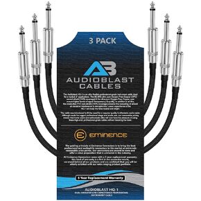 Audioblast - 3 وحدات - 1.5 قدم - HQ-1 - جديلة (أسود) مرنة - محمية مزدوجة (100%) - كابل تصحيح دواسة تأثيرات آلة الجيتار مع مقابس TS مستقيمة ¼ بوصة (6.35 مم) وأحذية مزدوجة متداخلة in Kuwait