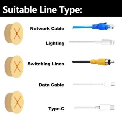 ELANE 30 Pcs Rubber Wire Grommets,Desk Cord Hole Cover,Wall Grommets for Cables Hole Cover for Cords (3/4inch,1inch) (Black) in Kuwait