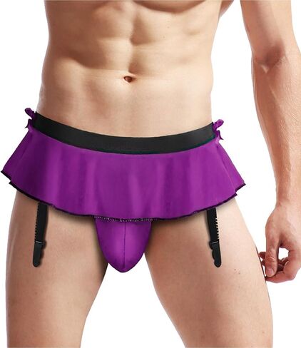Mens Sissy Skirt String Briefs Sexy Lingerie Skirt Pouch Panties in Saudi Arabia