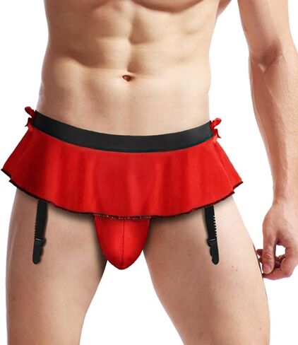 Mens Sissy Skirt String Briefs Sexy Lingerie Skirt Pouch Panties in Saudi Arabia