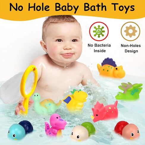Bath Toys for Kids Ages 1-3 - Infant Baby Kids Toddler Mold Free Bath Toys 2-4 3-5 4-8 Dinosaur Bathtub Pool Water Toys for Babies 6-12-18-24 Months Bathtime Essentials Shower Gift for Boys Girls in Saudi Arabia