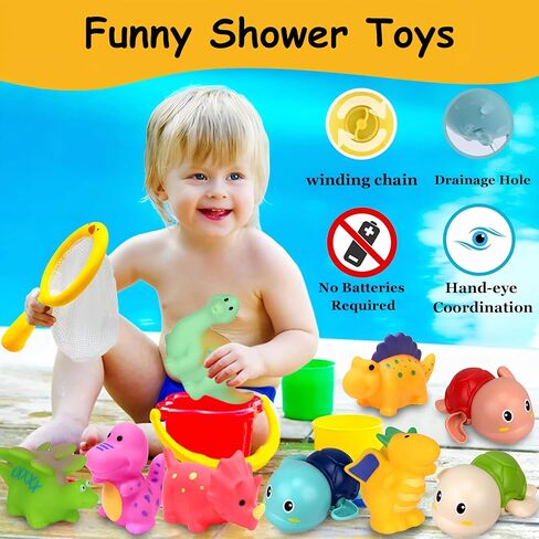 Bath Toys for Kids Ages 1-3 - Infant Baby Kids Toddler Mold Free Bath Toys 2-4 3-5 4-8 Dinosaur Bathtub Pool Water Toys for Babies 6-12-18-24 Months Bathtime Essentials Shower Gift for Boys Girls in Saudi Arabia